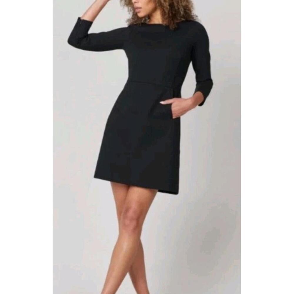 Spanx The Perfect Shift Dress XL Black Stretch Ponte 3/4 sleeve A Line